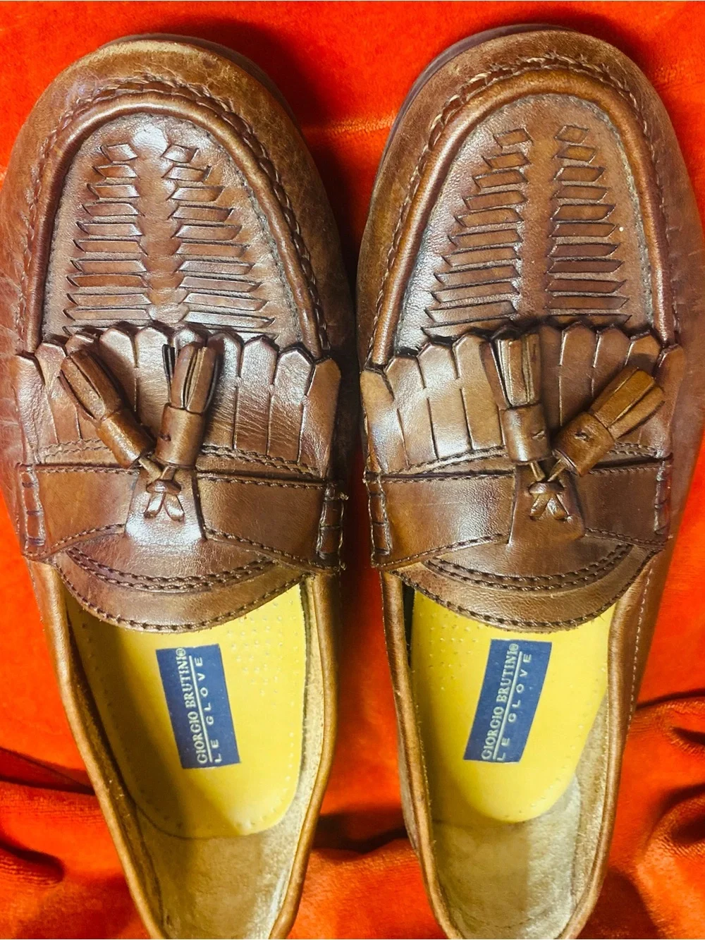 Giorgio Brutini Tan/Brown Leather Tassel Slip-On Loafers